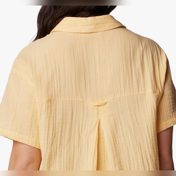COLUMBIA Holly Hideaway Breezy Short Sleeve Top - Size L - Light Yellow (NWT) - Picture 5 of 14